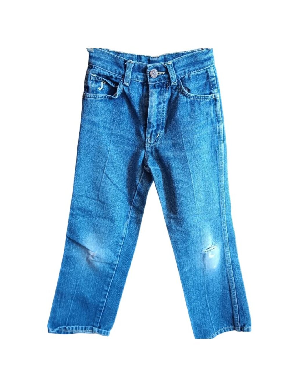 True Vintage Girls Jeans 6/7 20x21 Small 1970's Disco Longstreet Distress Denim